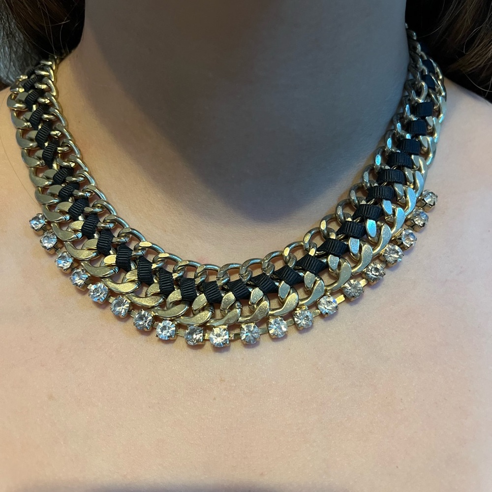 Gold and Black Chunky Woven Necklace